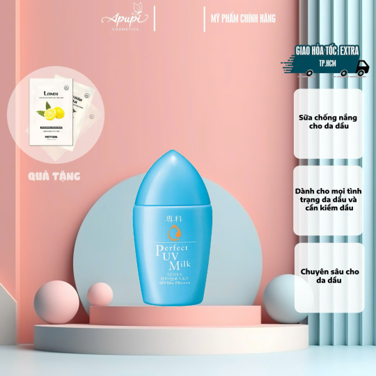 Sữa Chống Nắng Senka Kiềm Dầu, Mịn Lì Cho Da Dầu 40ml Perfect UV Milk SPF50+ PA++++